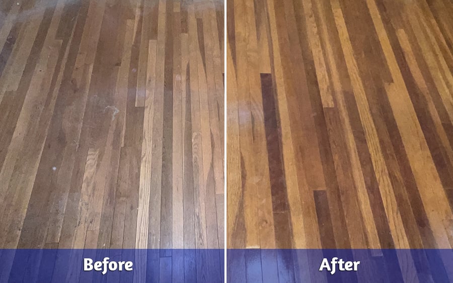 Before and After of Residential Hardwood Cleaning
